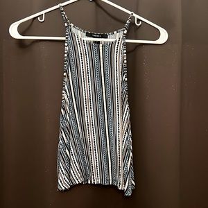 High neckline tribal print tank top